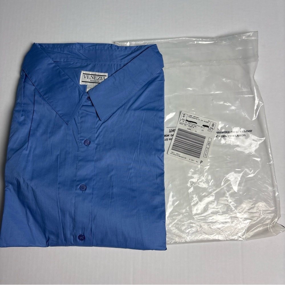 Venezia Plus Women's 5X Shirt Blue New Short Sleeve Button Up Front Cotton Blend